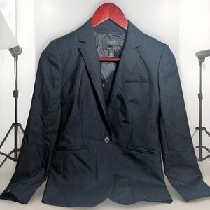 J. Crew 1035 Super 120s‎ Wool Blazer Women's Size 0 Petite Navy One Button